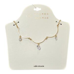 LC Lauren Conrad Women's Gold Plated Cubic Zirconia Short Necklace NWT